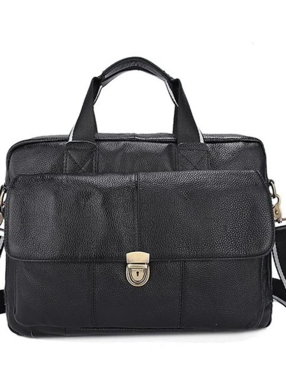 Men's Black Leather Briefcase Bag - Classic Professional Carry